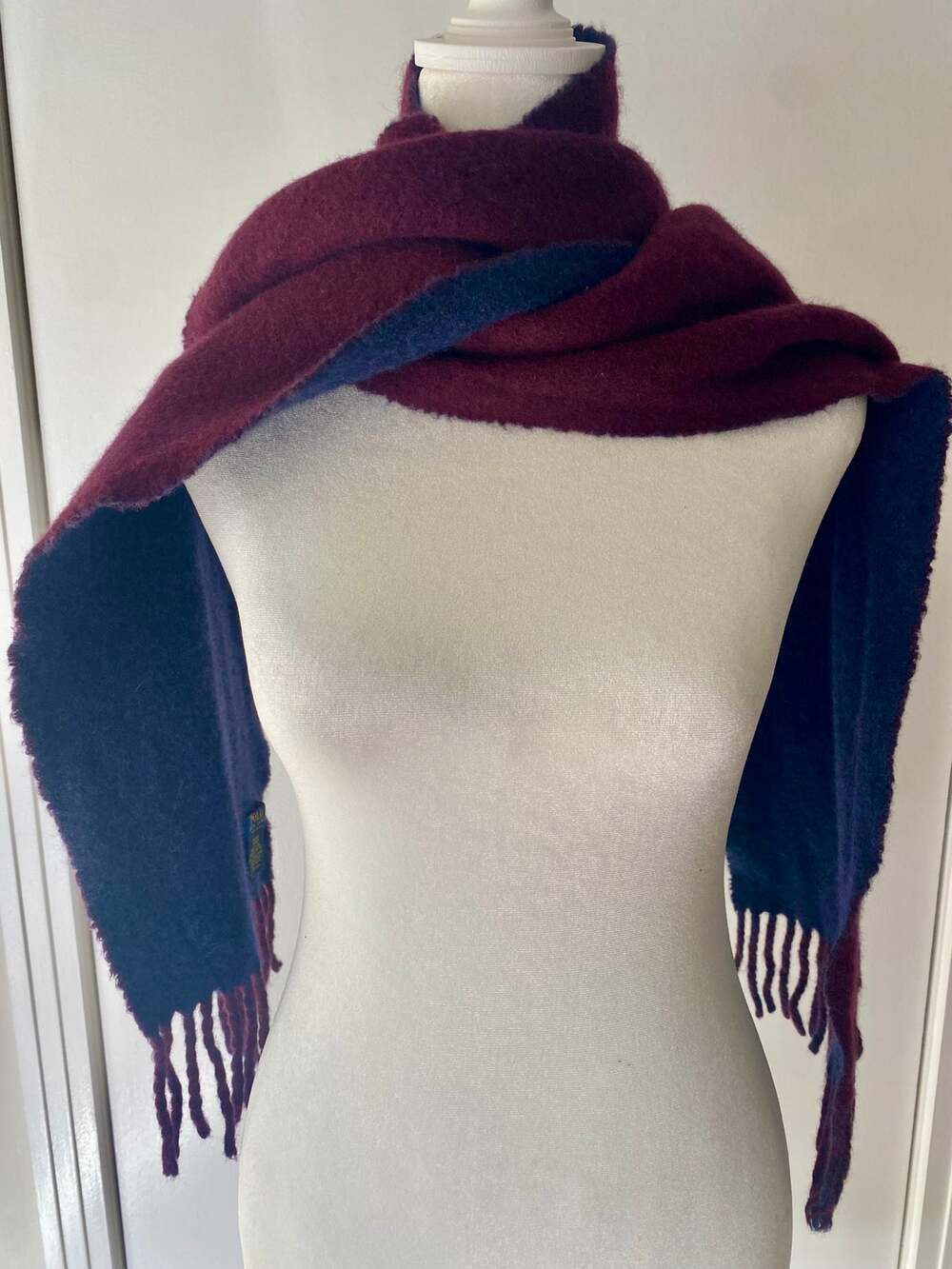 Polo Ralph Lauren Unisex Reversible Long Wool Scarf Navy/Red